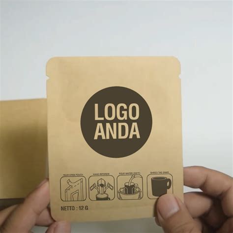 Jual Kemasan kopi Sachet Paper Kraft Drip Bag Coffee + Cetak Logo 1 ...