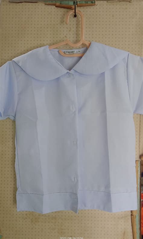 School uniform white blouse and dark blue palda, Women's Fashion ...