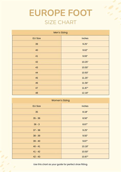 European Foot Size Chart