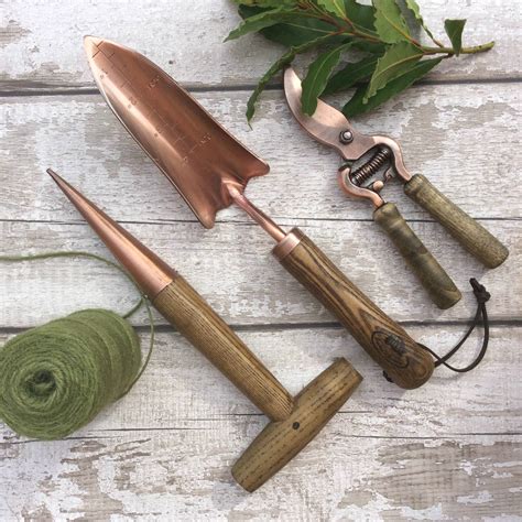 Set Of Three Personalised Copper Plated Garden Tools By Hunter Gatherer