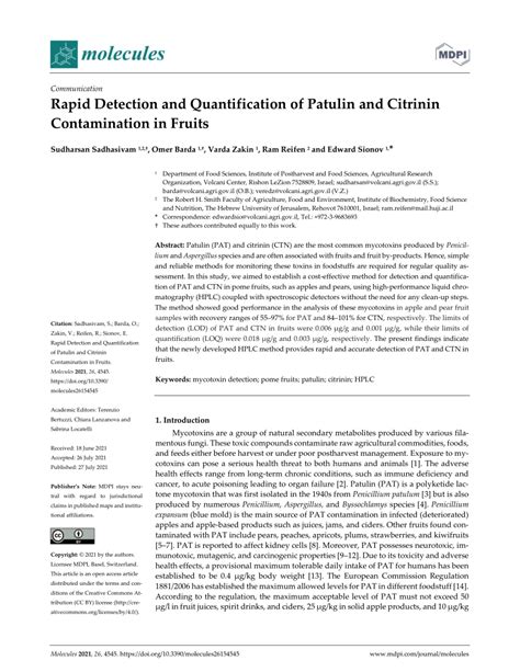 (PDF) Rapid Detection and Quantification of Patulin and Citrinin ...