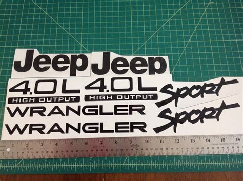 Set of Sport 4.0L replacement fender decals for TJ car