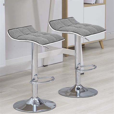 Zimtown Modern Grey Fabric Bar Stools Set of 2 Adjustable Counter ...