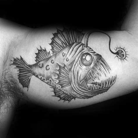 60 Angler Fish Tattoo Designs For Men - Deep Sea Ink Ideas | Angler ...