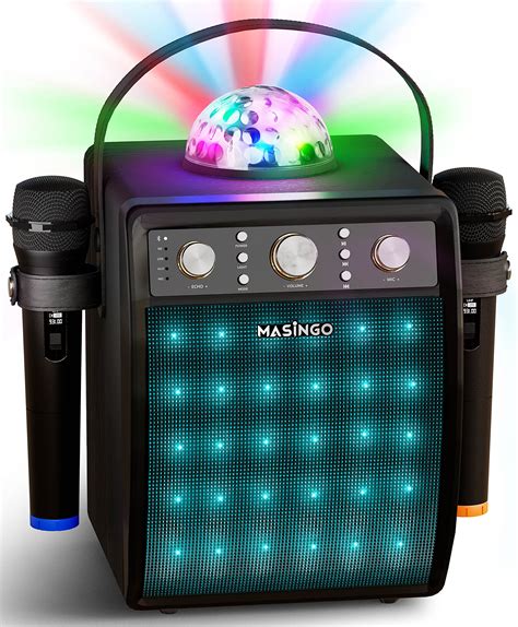 JYX Karaoke Machine with 2 Wireless Microphones, Bass/Treble Adjustment ...