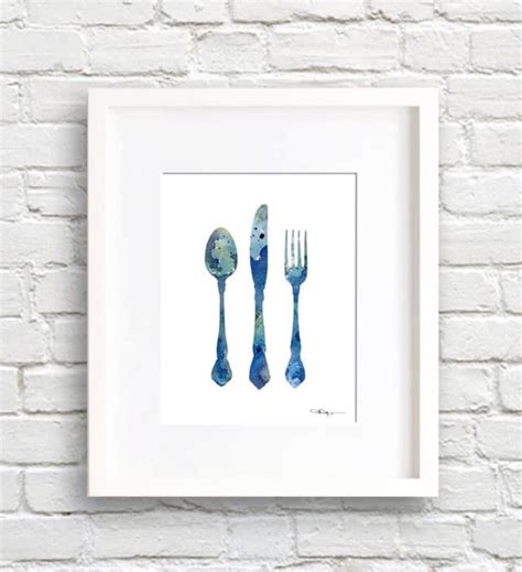 Knife Fork Spoon Art Print abstract Watercolor Painting - Etsy