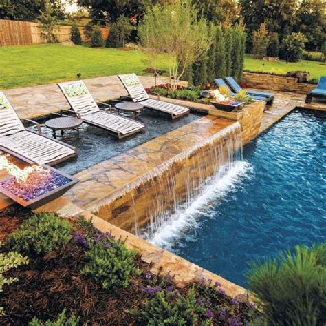 Backyard Pool with Stone Waterfall