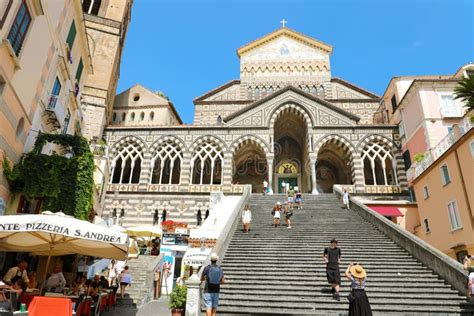 AMALFI, ITALY - JULY 3, 2018: Amalfi Cathedral with Tourists in ...