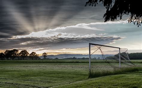 sunrise, Goal, Clouds, Soccer Pitches Wallpapers HD / Desktop and ...