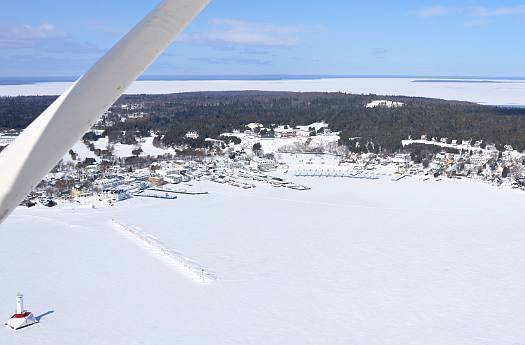 Mackinac Island Harbor in winter