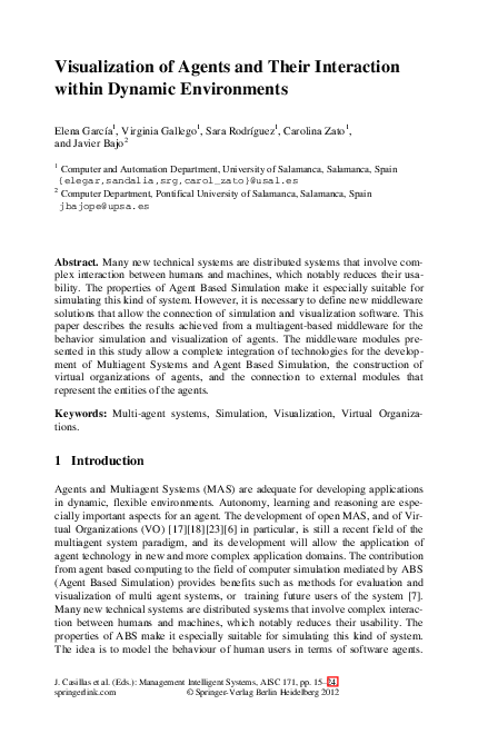 First page of “Visualization of Agents and Their Interaction within Dynamic Environments”