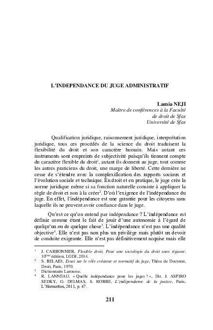 First page of “« L’indépendance du juge administratif »”