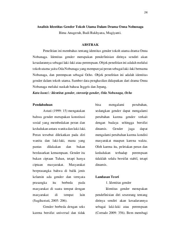 First page of “Analisis Identitas Gender Tokoh Utama Dalam Drama Onna Nobunaga”