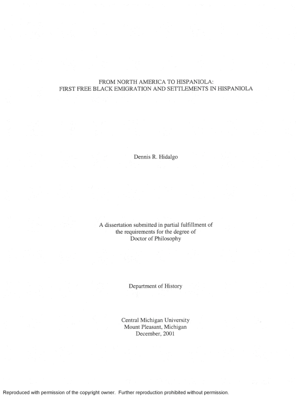 First page of “From North America to Hispaniola: First Free Black Emigration and Settlements in Hispaniola”