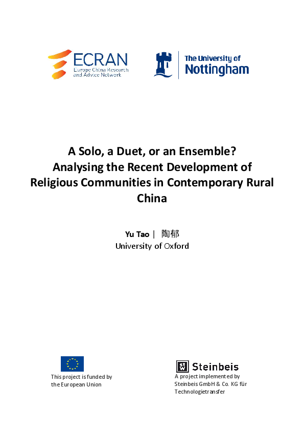 First page of “A Solo, a Duet or an Ensemble? Analysing the Recent Development of Religious Communities in Contemporary Rural China”