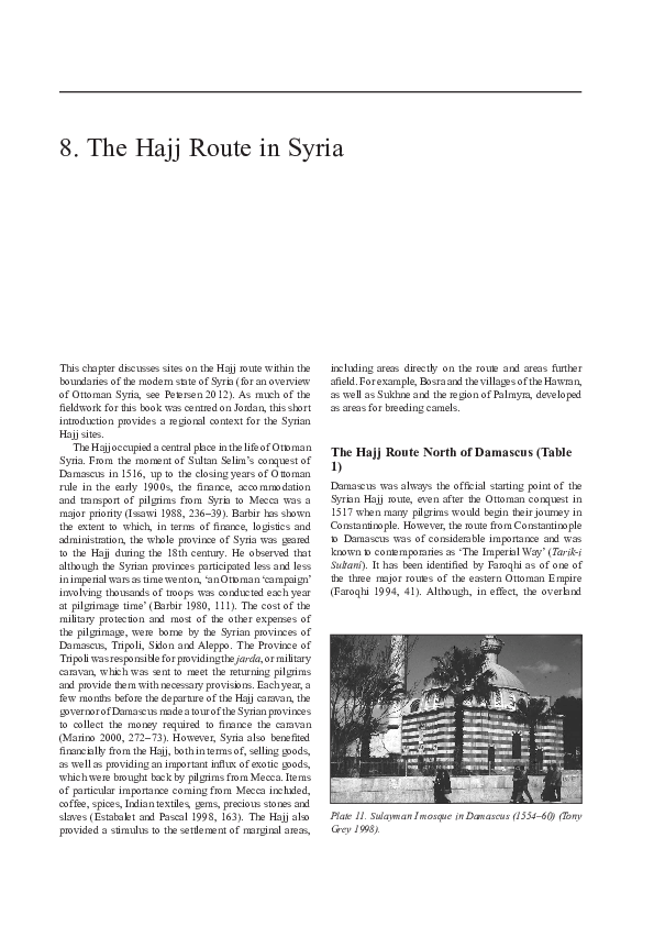 First page of “Chapter 8 The Hajj Route in Syria”