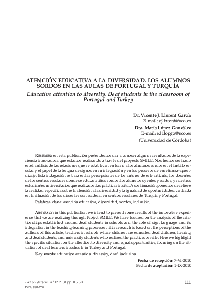 (PDF) ATENCIÓN EDUCATIVA A LA DIVERSIDAD. LOS ALUMNOS SORDOS EN LAS ...