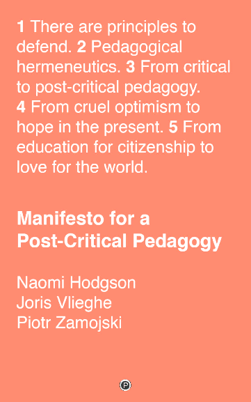 First page of “Manifesto for a Post-Critical Pedagogy (a book)”