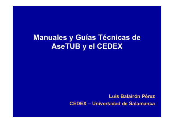 First page of “Manuales y Guías Técnicas de AseTUB y el CEDEX”