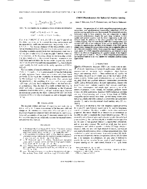 First page of “CMOS photodetectors for industrial position sensing”