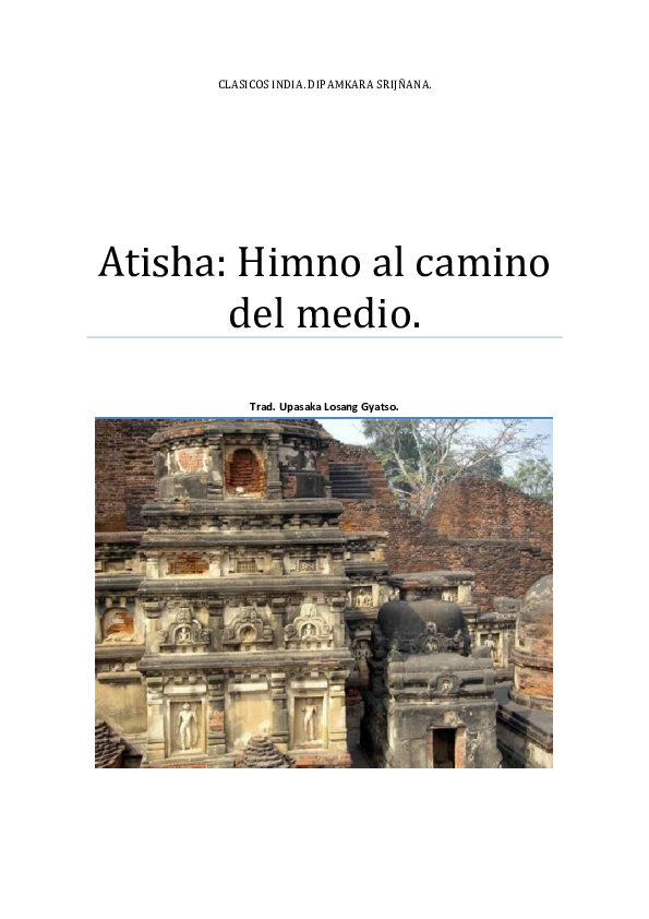 First page of “Atisha Himno al camino del medio.”