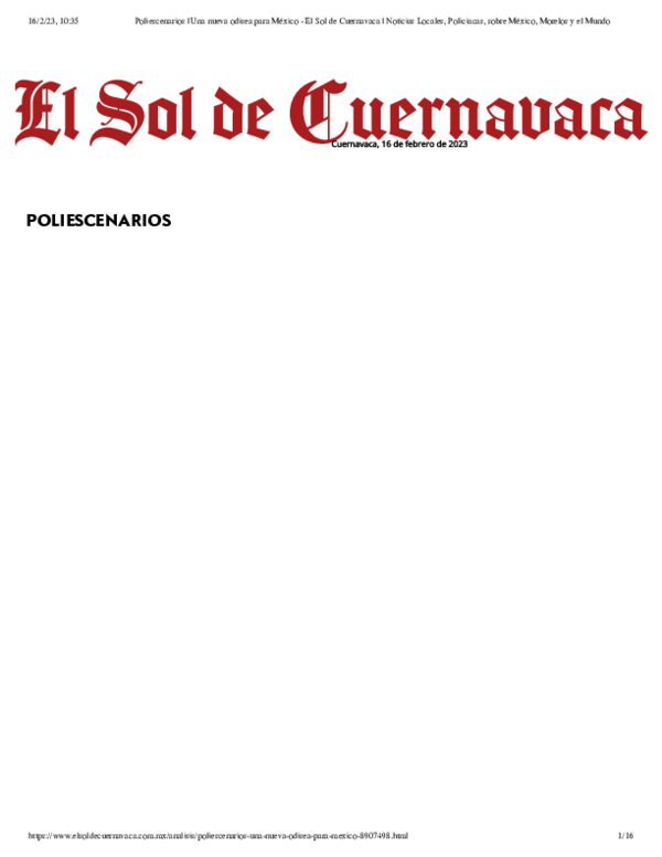 First page of “Una nueva odisea para México (2022)”