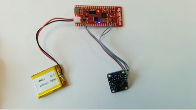 ESP32 with battery and sensor.