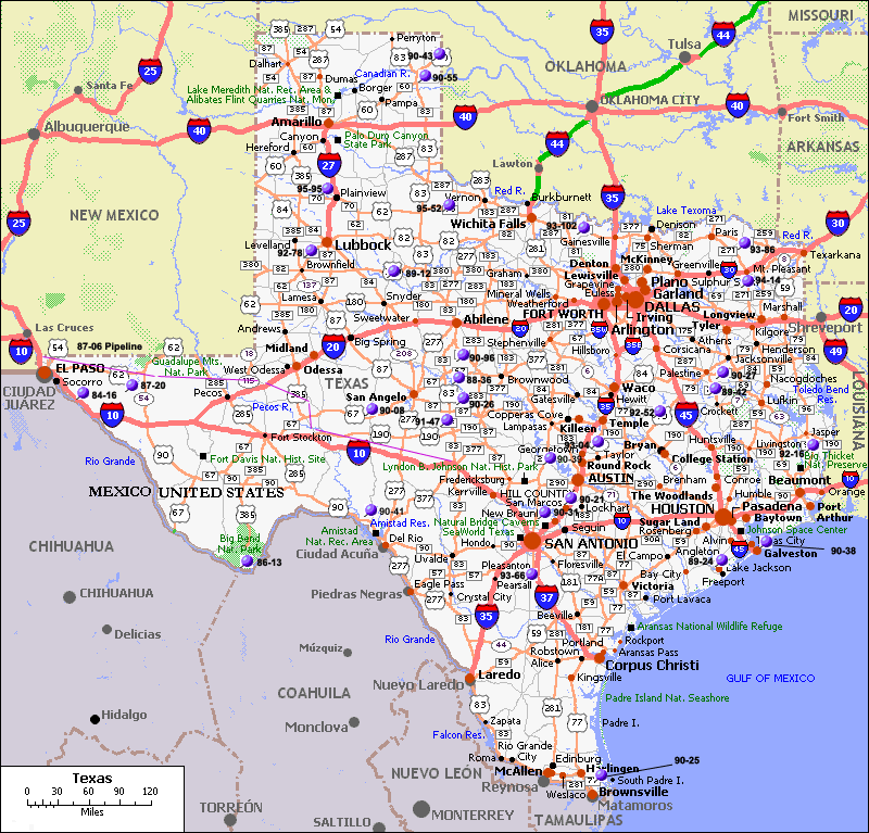 Printable Map Of Texas Cities