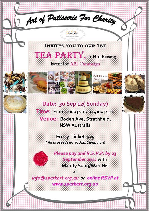 Art of Patisserie for Charity: Invitation to all -Our Ist Tea Party