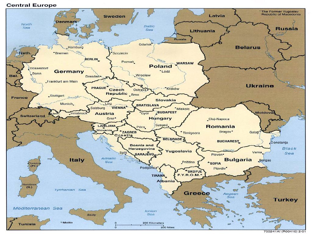 Central Europe Map With Countries - United States Map