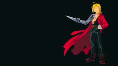 Edward Elric, Fullmetal Alchemist: Brotherhood, Dark background, 5K, 8K, Minimalist, Simple