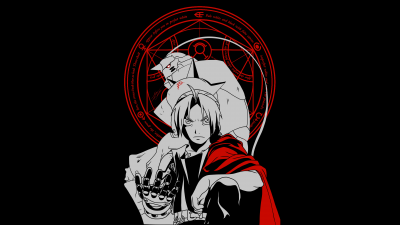 Edward Elric, AMOLED, Alphonse Elric, 5K, Black background, Fullmetal Alchemist