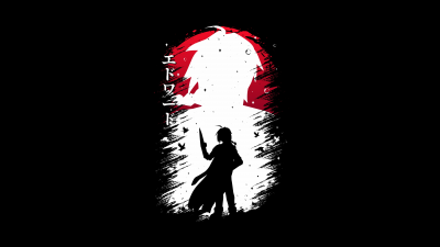 Edward Elric, Silhouette, Black background, Fullmetal Alchemist, 5K