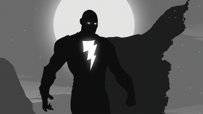 Black Adam, Silhouette, DC Superheroes, Monochrome, 5K, Black and White