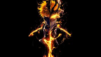 Ichigo Kurosaki, Hollow Mask, Soul Reaper, AMOLED, 5K, Black background, Bleach