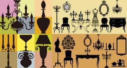 European classical furniture silhouette vector