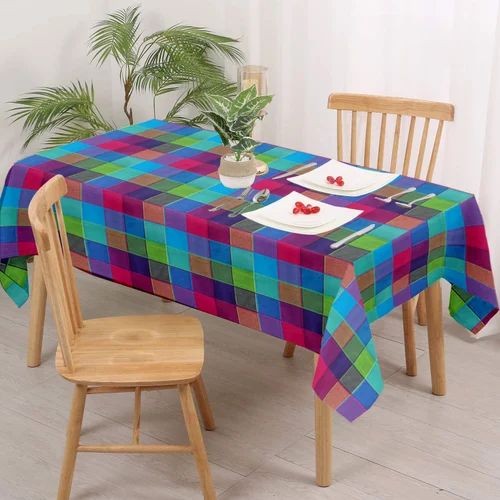 Checked Multicolor Lushomes Cotton table cloth, Size: Size: 60x84 Inch ...