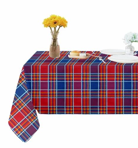 Cotton Checked Lushomes table cloth, Size: Size: 36x60 Inch,3x5 Ft at ...