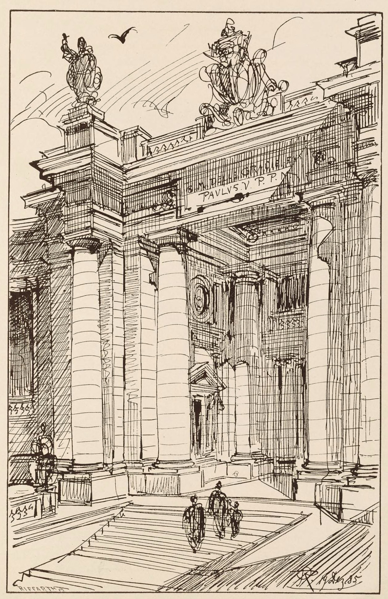 Architectural sketch for a monumental structure