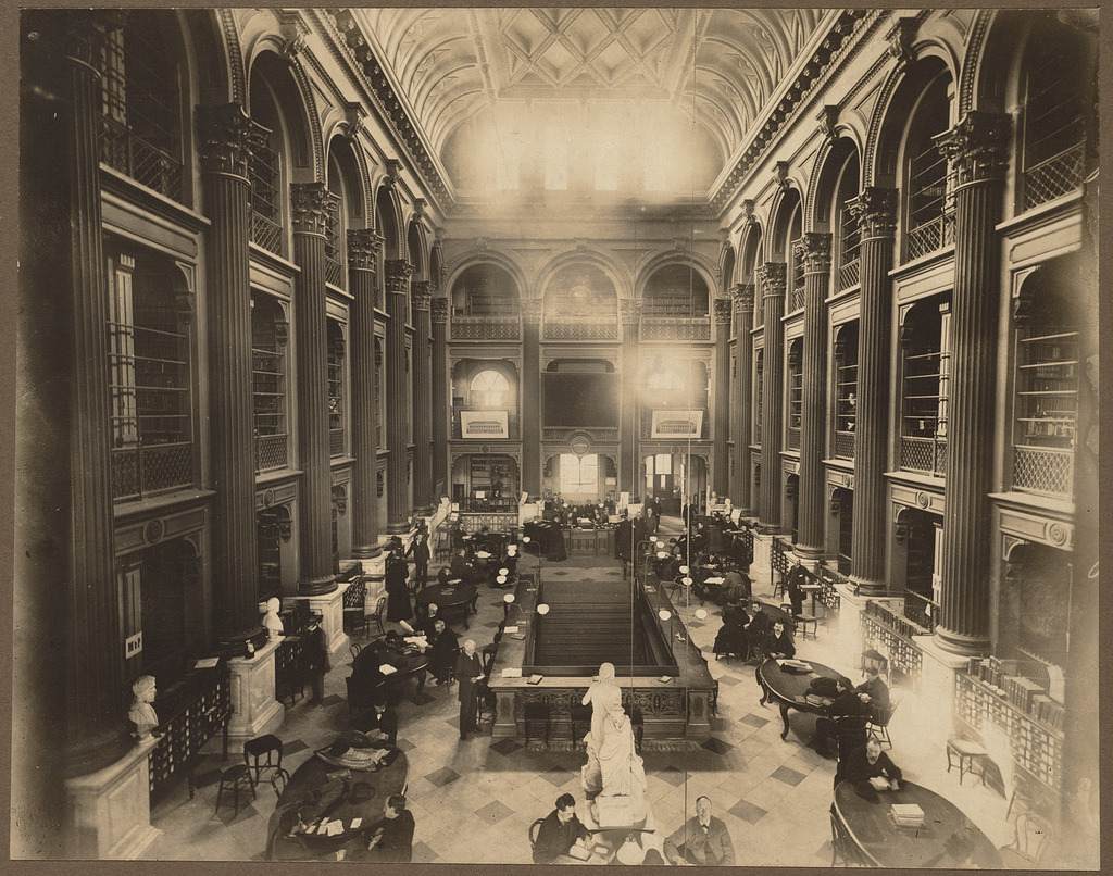 Inside the old Boston Public Library on Boylston Street, Boston