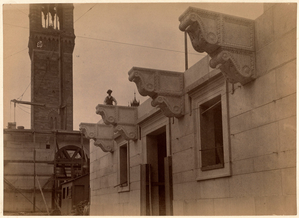 The Boston Public Library under construction, Boston