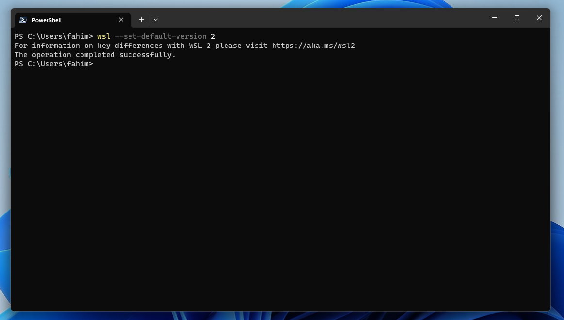 WSL 2 default