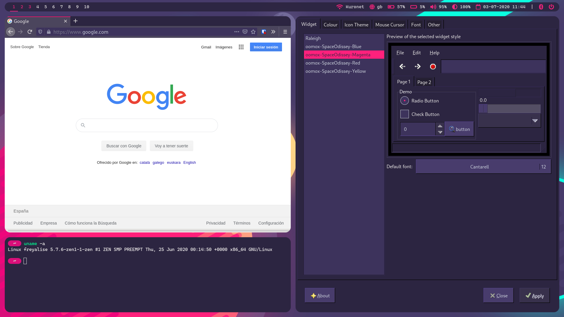 Screenshot showing firefox, termite and the GTK theme