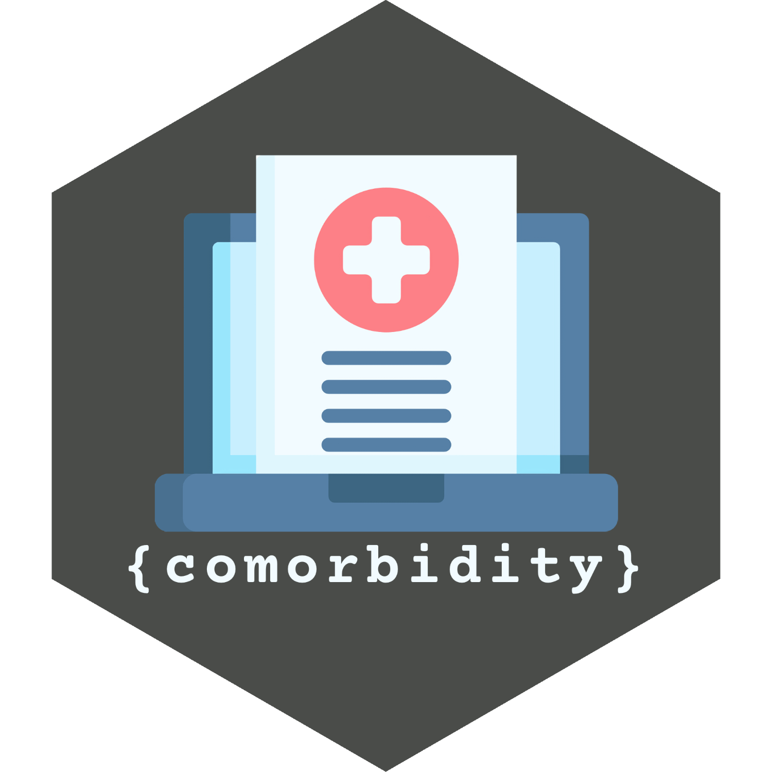 Hex sticker of the {comorbidity} R package.