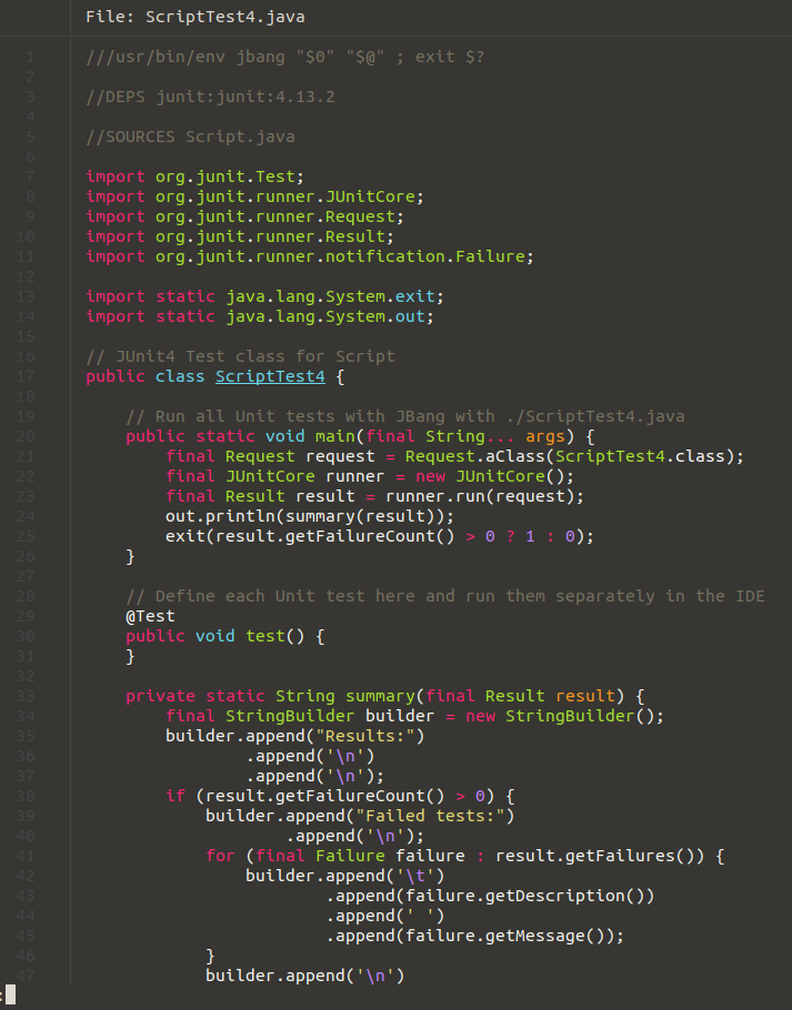 JUnit 4 generated script