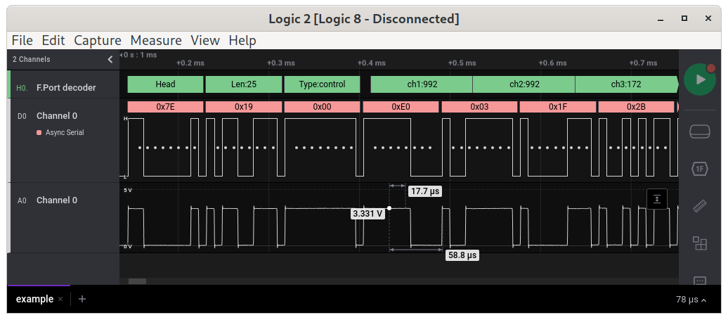 Saleae Logic using F.Port decoder extension