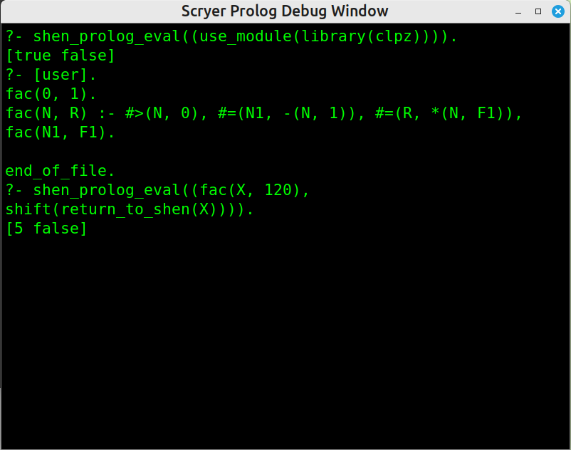 Scryer Prolog Debug Window