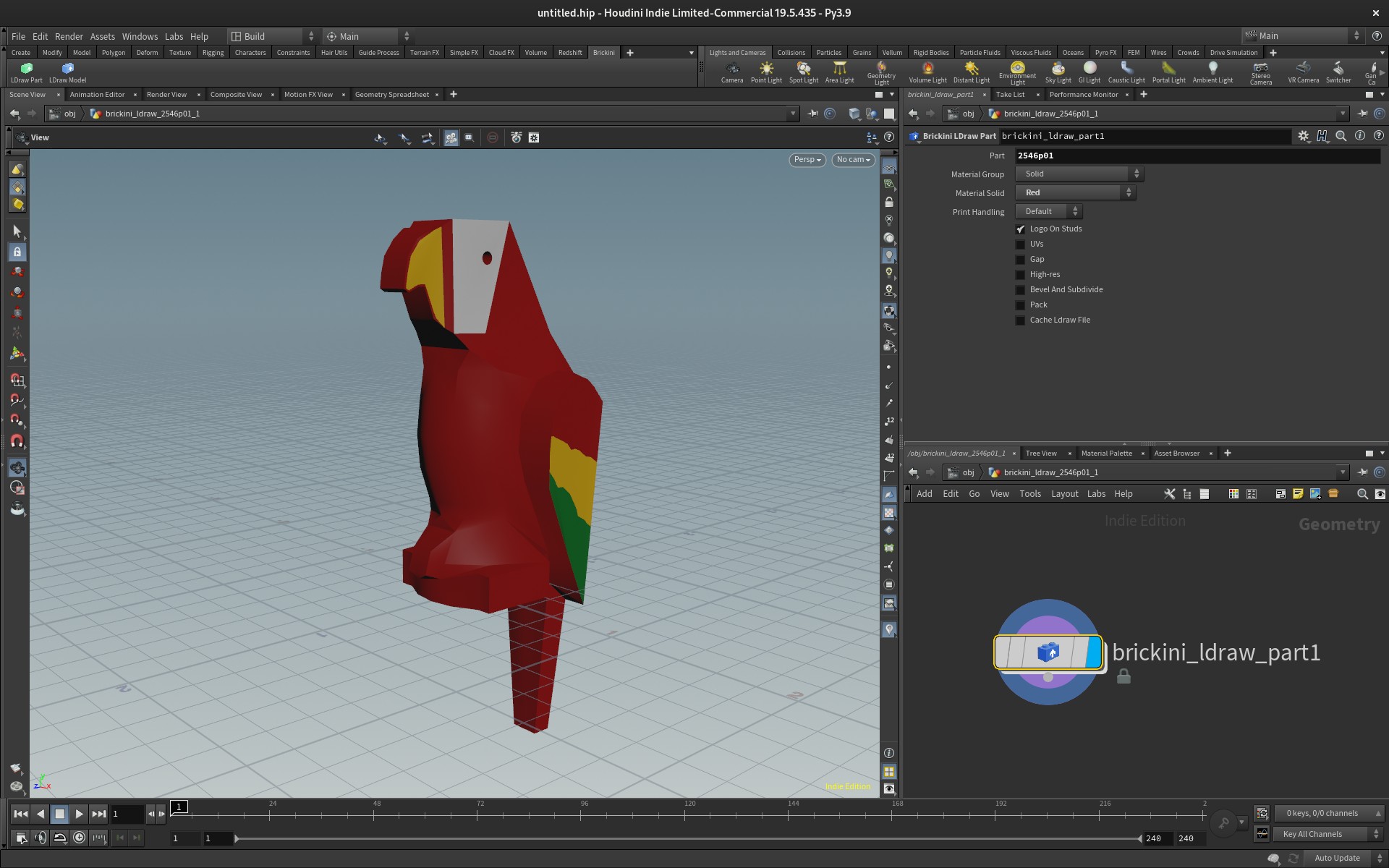 a parrot in the houdini viewport