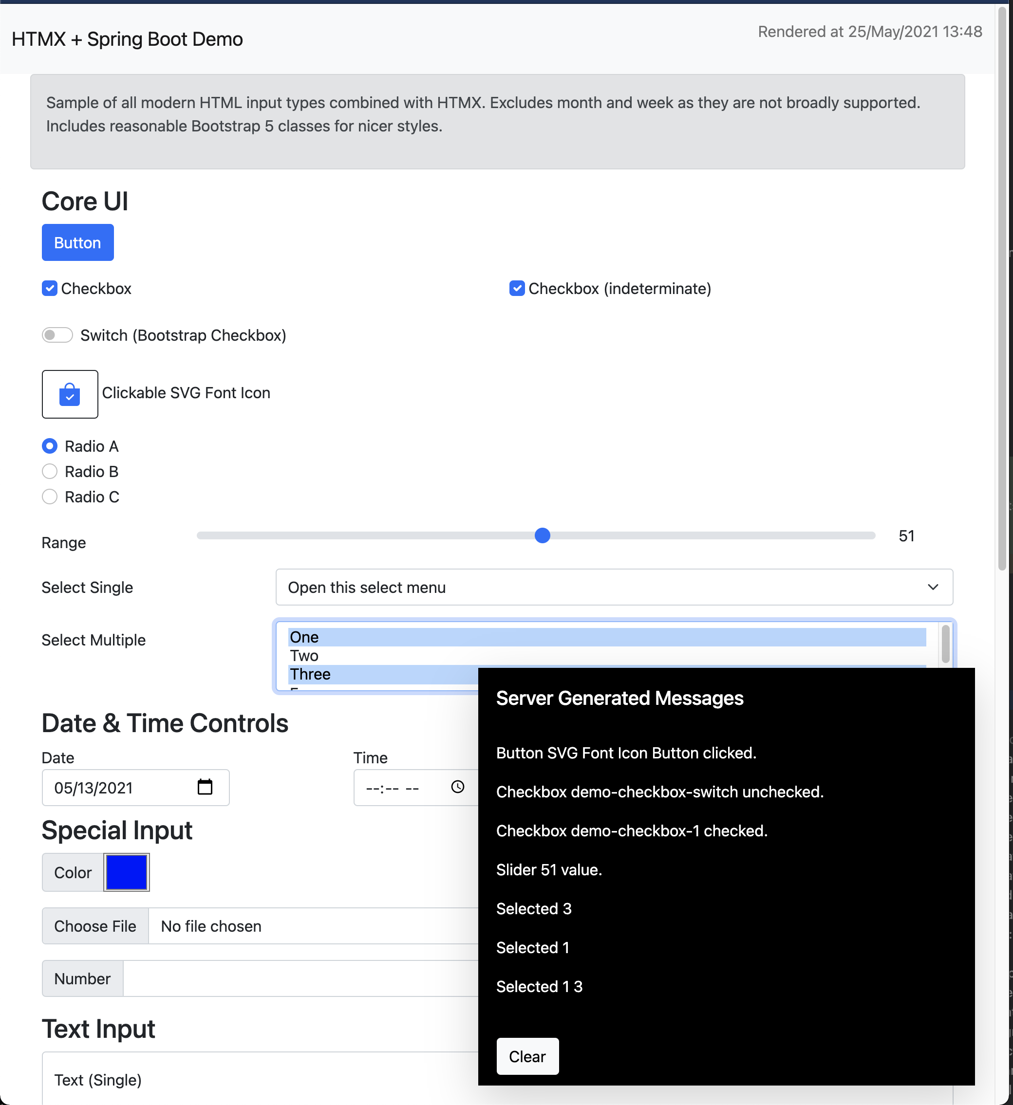 Standard HTML Input Widgets