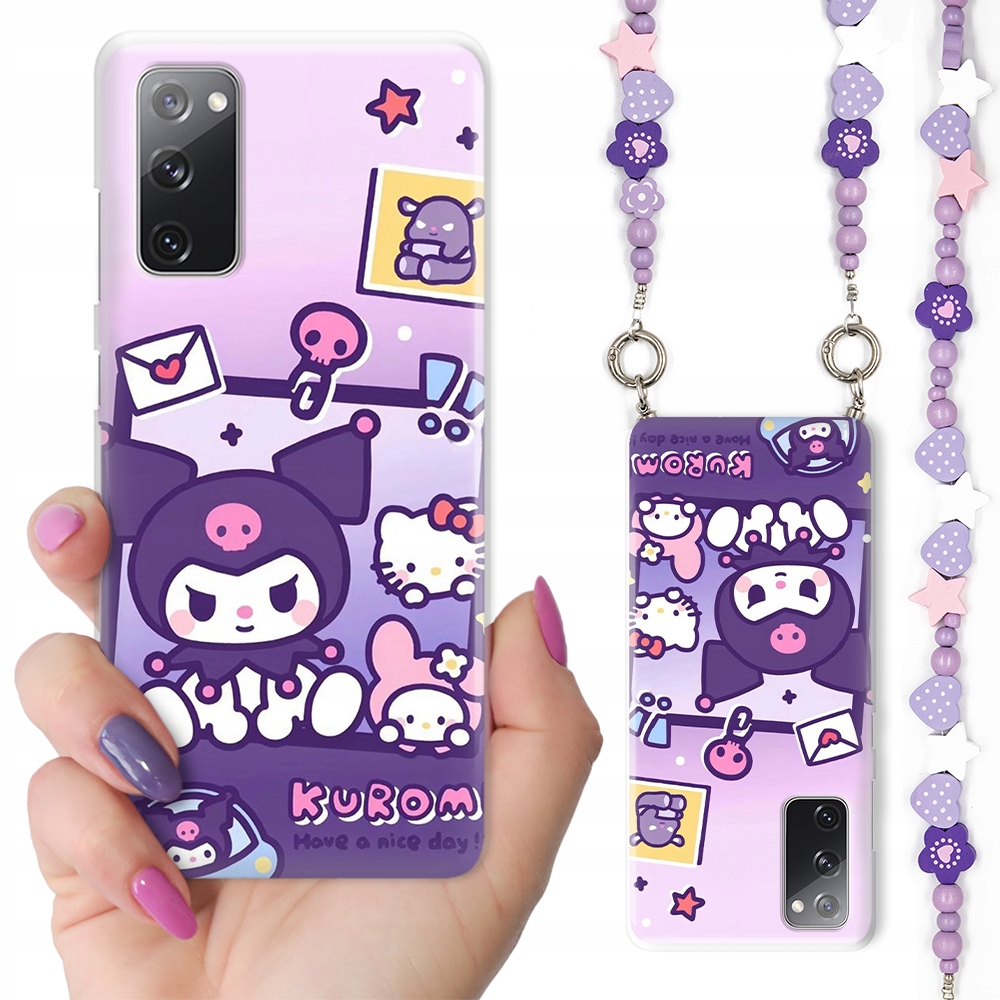 ETUI + FIOLETOWE KORALIKI Do SAMSUNG S20 LITE Case KUROMI Królik Top ...